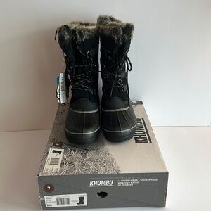 Khombu Women's Black Lace Up North Star Waterproof Winter Boots
